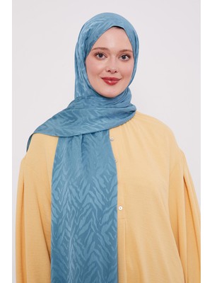 Mint Yeşili Soyut Yaprak Desen Jakar Capri Şal