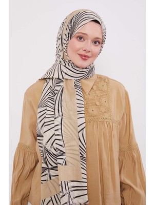 Yağ Yeşili Tropikal Pamuklu Şal