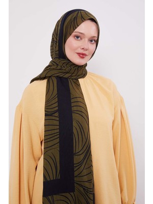 Lêvi D'or Koyu Yeşil Tropikal Pamuklu Şal