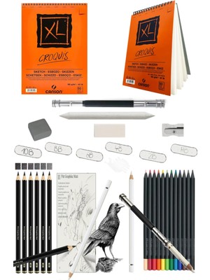 Canson Xl Croquis Spiralli Eskiz 90GR A5 50 Yp Pitt Graphite Matte 10B, 8b, 6b, 4b, 2b ,hb Eskiz Set