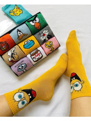 5 Li Karakter Figürlü Tenis Çorap