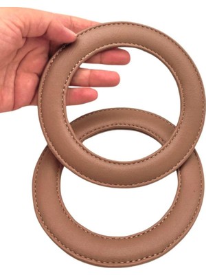 Angel Çanta Aksesuar Vizon Renk Yuvarlak 13.5 cm Suni Deri Çanta Sapı