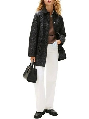 Tommy Hilfiger Padded Nylon Reg Quılted Coat Kadın Siyah Mont WW0WW46448BDS