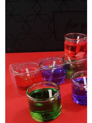 6'lı Jel Mum Renkli Jel Mum 6 Adet Renkli Mum