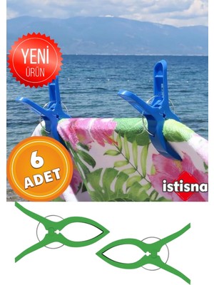 6 Adet Xxl Büyük Boy Şezlong Plaj Havlusu Mandalı Halı Asma Battaniye ve Havlu Tutucu Mandal