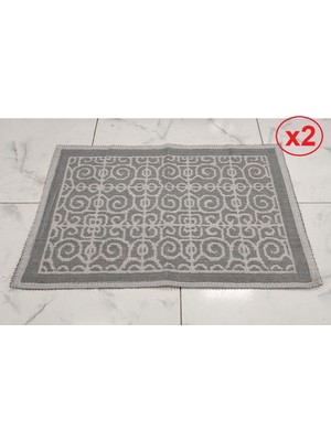 2 Adet Pamuklu Bukle Lüks Kilim (50X80)-SPIRAL Gri