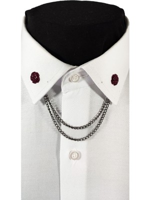 Mürdüm Renginde Metal Gömlek Yaka Iğnesi Yaka Zinciri