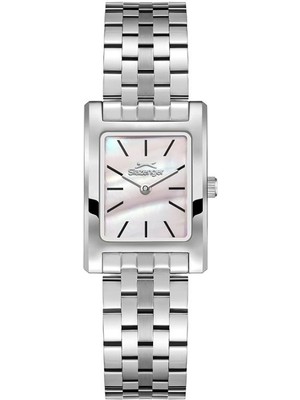 Slazenger SL.09.2505.3.01 Sedefli Dikdörtgen Kadran Metal Kordon Metal Kasa 5 Atm Suya Dayanıklı Metalik Renk Kadın Kol Saati