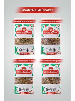 Organik Sebzeli Bebek Makarna Seti 4 Adet Tuzsuz Sütsüz Yumurtasız +7 Ay