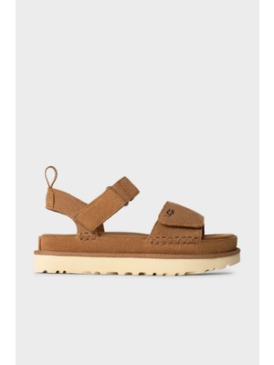Ugg Logolu Süet Kalın Taban Cırtlı Sandalet Bayan Sandalet 1136783