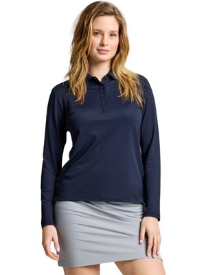 Slam Ws Tech Pique Polo Ls Kadın Mavi Tişört