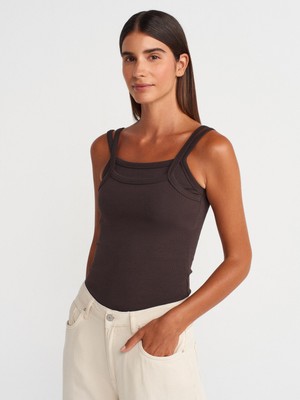 21105 Çift Askılı Atlet-Koyu Kahve