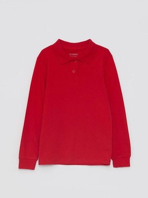 Kids Polo Yaka Basic Uzun Kollu Kız Çocuk Tişört  (W2)