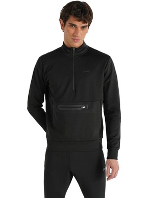 Hummel Loton Zip Neck Erkek Siyah Dik Yaka Sweatshirt