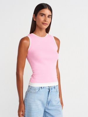 21086 Çift Görünümlü Kolsuz Top-Pembe