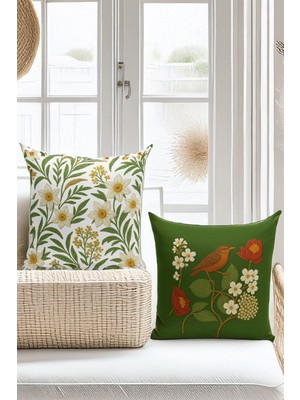 Çift Tarafı Dijital Baskılı  4'lü Kırlent Kılıfı Seti (Panç /punch Nakış Desen Görünümlü)