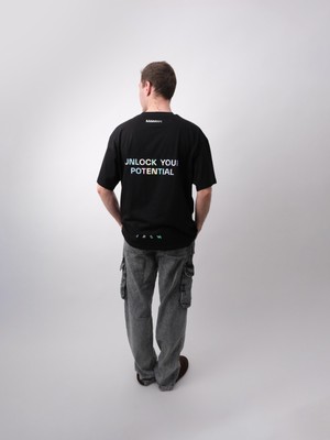 Unlock Your Potantial, Siyah Oversize Tişört