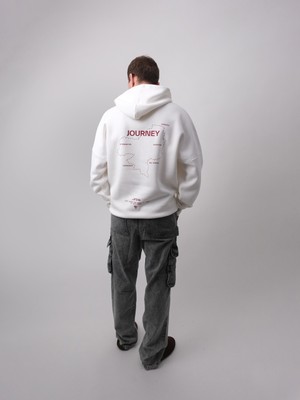 Journey, Ekru Oversize Kapüşonlu Sweatshirt