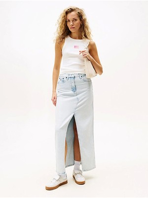 Tommy Jeans Tjw Slım Gradıent Flag Tank Kadın Beyaz T-Shirt DW0DW20920YBL