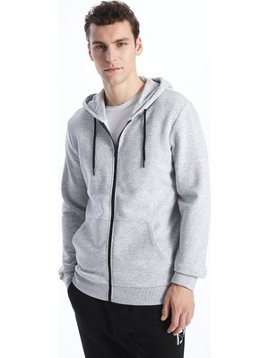 Kapüşonlu Uzun Kollu Erkek Kalın Fermuarlı Sweatshirt  (S4)