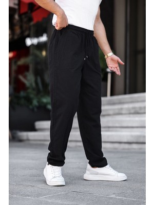 Rahat Keten Karışımlı Bağcıklı Pantolon