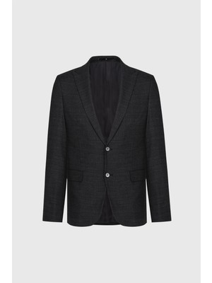 Slim Fit Dar Kesim Kırlangıç Yaka Desenli Çift Pantolonlu Takım Elbise