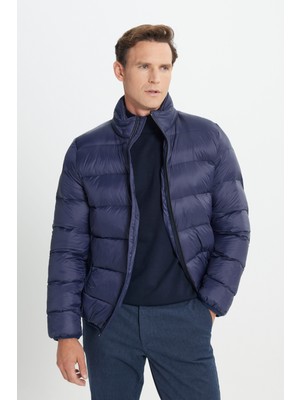 Altınyıldız Classics Erkek Lacivert Standart Fit Soğuk Geçirmez Casual Mont