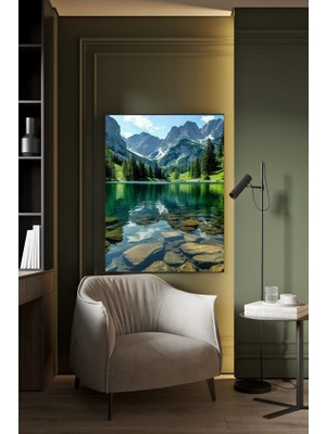 Yeşillik Arasında Güzel Çay Kanvas Tablo Ev Duvar Salon Ofis Dükkan Hediyelik Dekarasyon Süsü