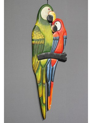 Ahşap Duvara Asmalı 2'li Papağan Model 1