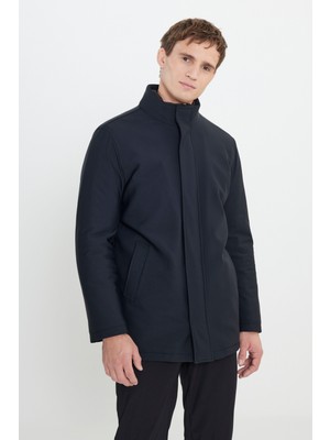 Sıcak Tutan Standart Fit Normal Kesim Dik Yaka Yan Cepli Kaban