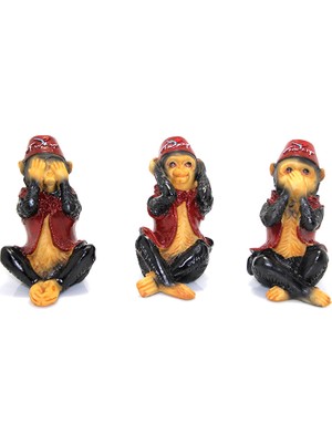 3'lü Polyester Maymun Seti