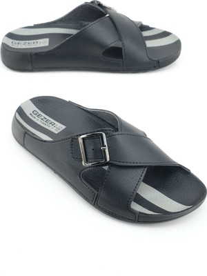 Gezer Erkek Yazlık Tek Toka Ayarlanabilir Suni Deri Rahat Taban Günlük Terlik