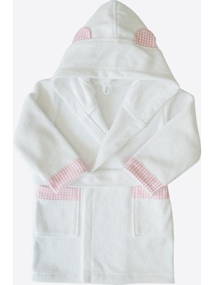 Organik Drm Bornoz Beyaz Pembe