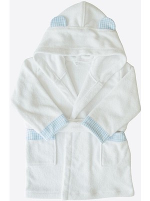 Organik Drm Bornoz Beyaz Mavi