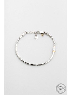 So CHIC İtalyan Hades 9 Ayar Sarı Altın 23 Cm Gümüş Erkek Pırlanta Bileklik