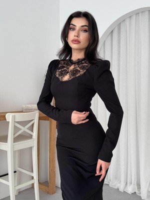 Edolika Port Dantel Detay Elbise