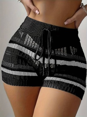 Edolika Kadın Belinden Bağlamalı Mini Triko Short