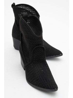 Pera Siyah Kadın Kalın Topuklu Yazlık Bot