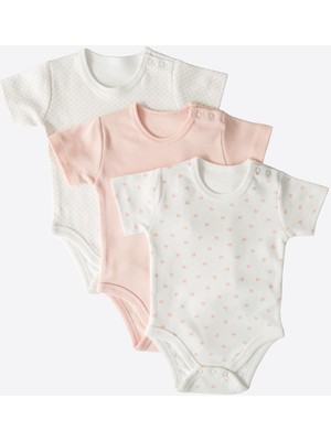 Kitikate Organik New Dreams 3'lü Kısa Kol Body Pembe
