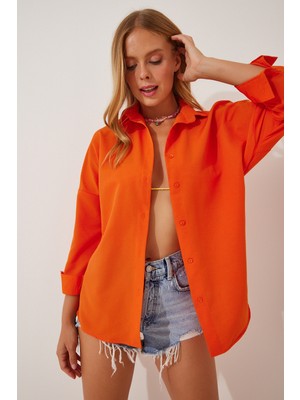 Oversize Basic Gömlek LDD0003 CANLI ORANJ