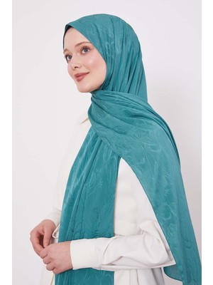 Mint Yeşili Soyut Lale Desen Jakar Capri Şal