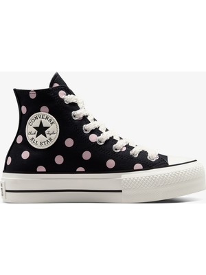 Converse Chuck Taylor All Star Lift Polka Dots Kadın Siyah Platform Sneaker