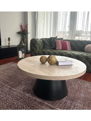 Well Modern Orta Sehpa  Bohem Central Table Traverten Suntalam Tabla Metal Ayak