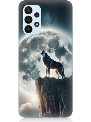 Samsung Galaxy A73 Uyumlu Dolunayda Uluyan Kurt  Desenli Silikon Kılıf