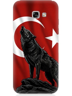 Samsung Galaxy A7 2017 Uyumlu Ay Yıldızlı Uluyan Kurt  Desenli Silikon Kılıf