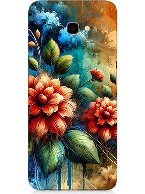 Samsung Galaxy J4 Plus Uyumlu Kırmızı Çiçek ve Tomurcuklar  Desenli Silikon Kılıf