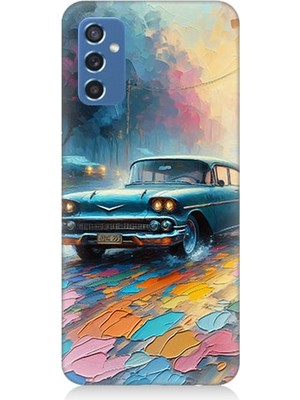 Samsung Galaxy M52 Uyumlu Renkli Yol Üzerinde Araba  Desenli Silikon Kılıf