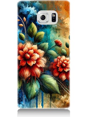 Samsung Galaxy Note 5 Uyumlu Kırmızı Çiçek ve Tomurcuklar  Desenli Silikon Kılıf