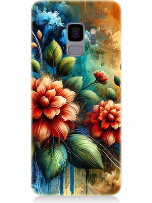 Samsung Galaxy S9 Uyumlu Kırmızı Çiçek ve Tomurcuklar  Desenli Silikon Kılıf