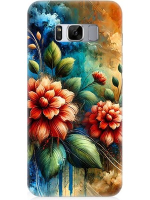 Samsung Galaxy S8 Plus  Uyumlu Kırmızı Çiçek ve Tomurcuklar  Desenli Silikon Kılıf